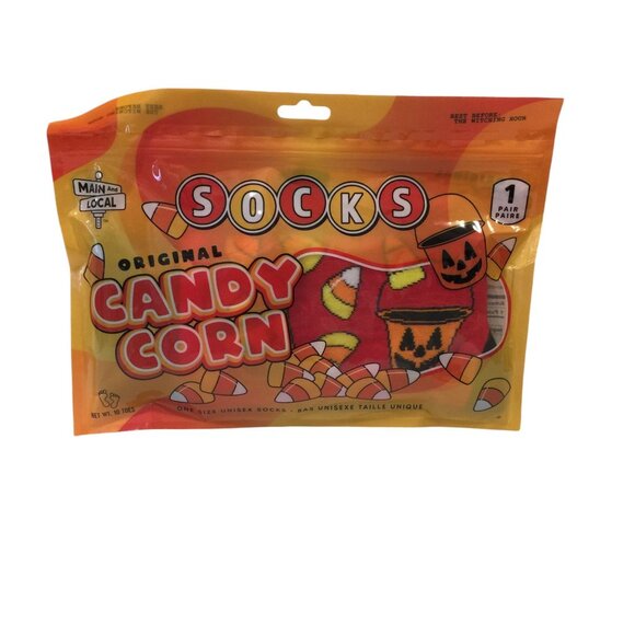 Main & Local Original Candy Corn Men's Crew Socks OSFM Halloween - Picture 1 of 2